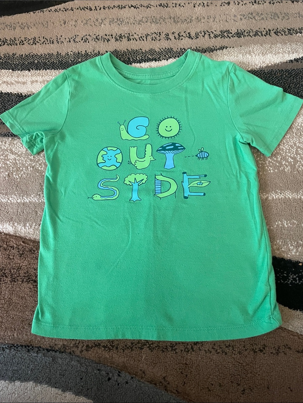 Cat & Jack Boys Go Outside Green Kids Graphic Tee